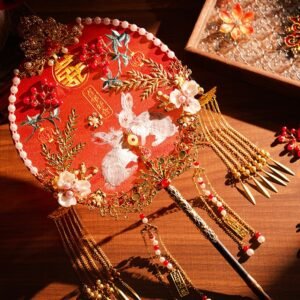éventail rond de mariage chinois