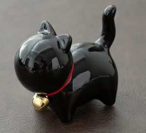 chats en céramique-Noir brillant – Noir laqué brillant