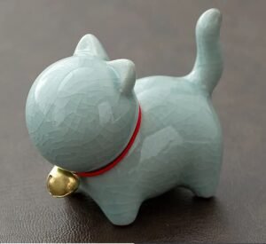 chats en céramique-Bleu céladon craquelé – Céladon bleu craquelé