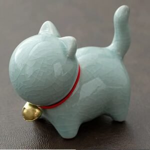 chats en céramique-Bleu céladon craquelé – Céladon bleu craquelé