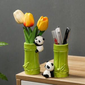 Porte-stylos en céramique – Motif panda artisanal chinois